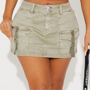 Cargo Mini Skirt - Sage